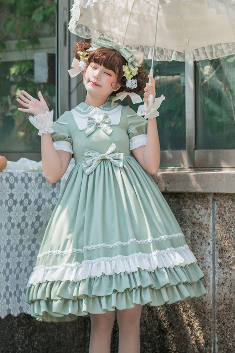 Emerald High-Waist Bow Multi-Layer Classic Lolita JSK Dress