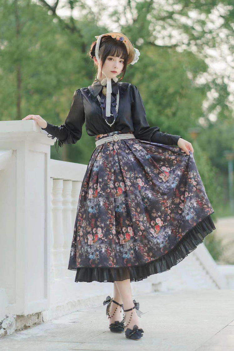 Floral Printed Ruffled Gothic Skirt - Afternoon Tea