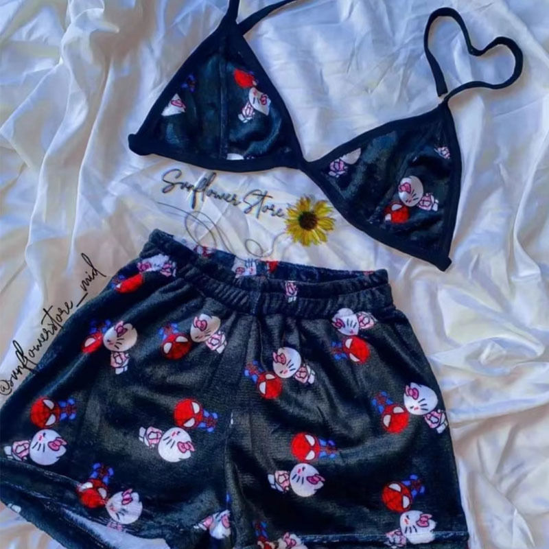 Cartoon Casual Plush Pajamas Set