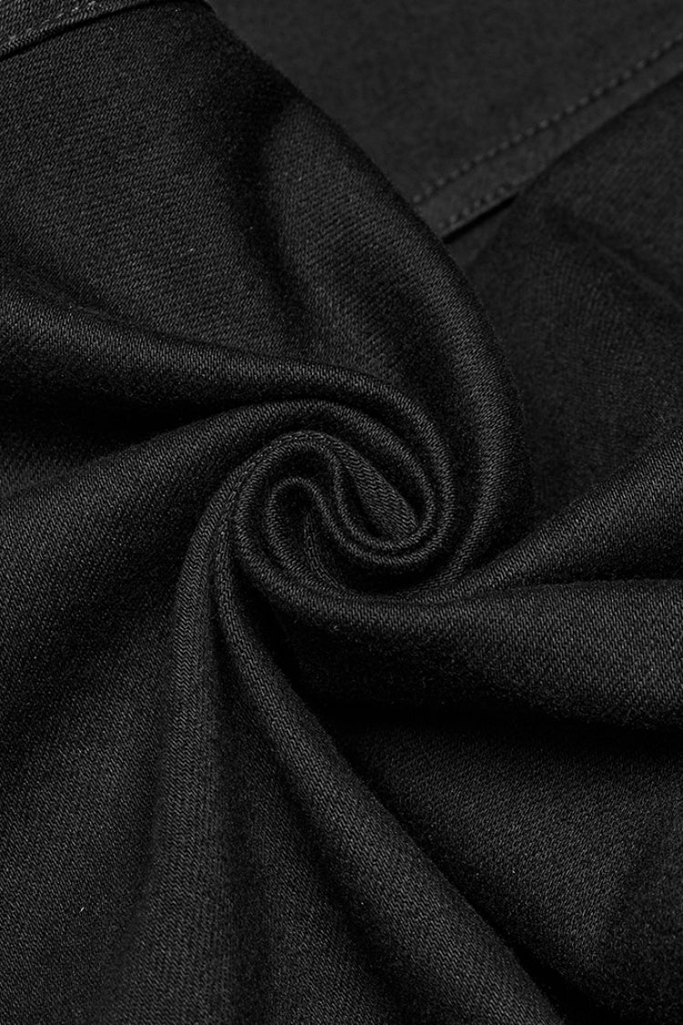 Charcoal Mesh-Stitched Punk Trousers for Men