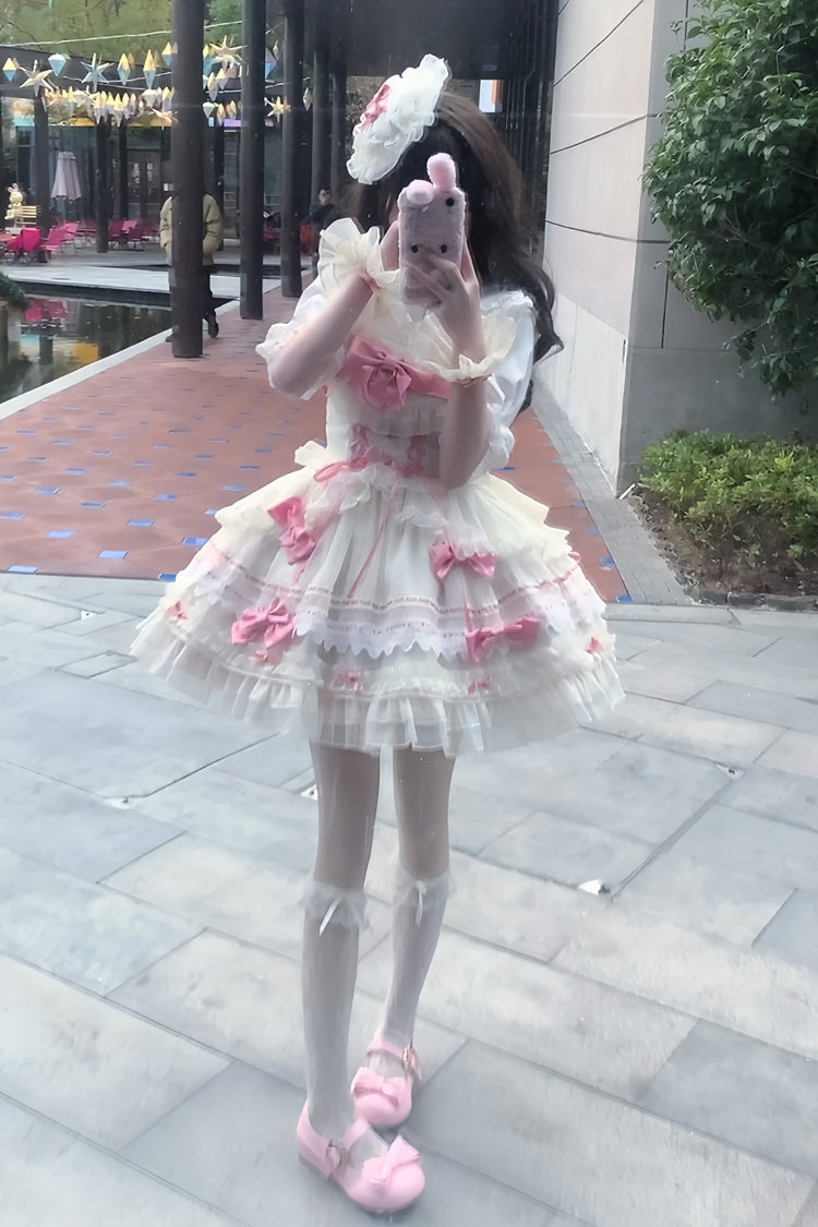Prelude to Spring Song Sleeveless Multi-Layered Ruffle Bowknot Lace Sweet Princess Ballet Lolita Jsk Dress