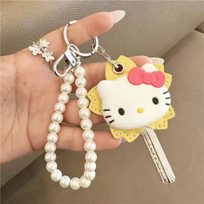 Cartoon Kitty Floral Key Card Cover