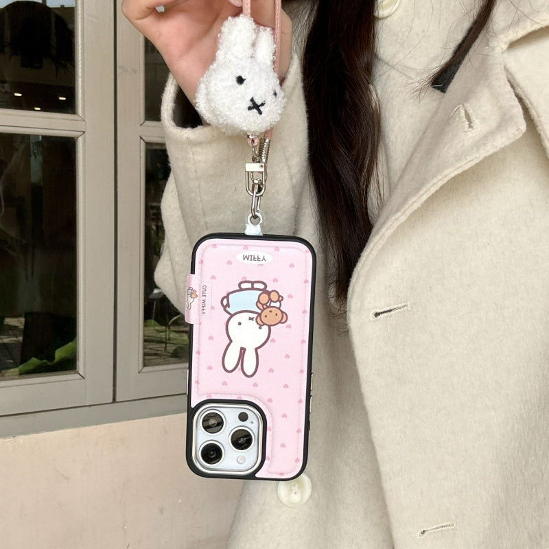Heart Pink Love Rabbit Lanyard Phone Case KI746