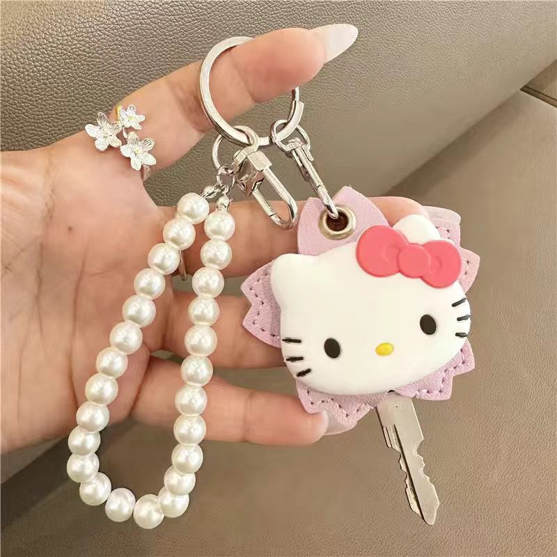 Cartoon Kitty Floral Key Card Cover