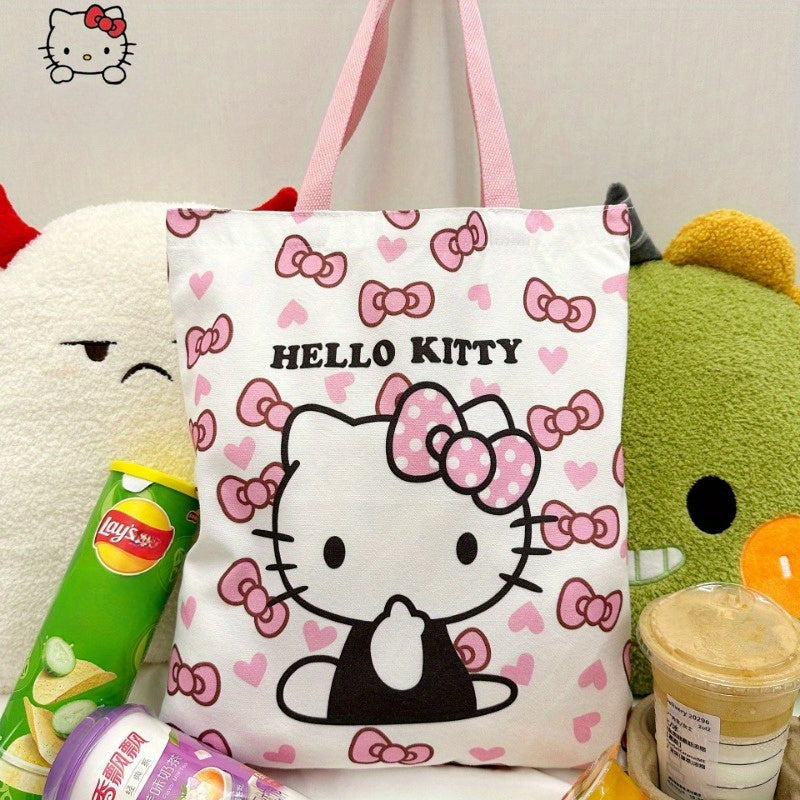 Cartoon Kitty Canvas Shoulder Tote Bag