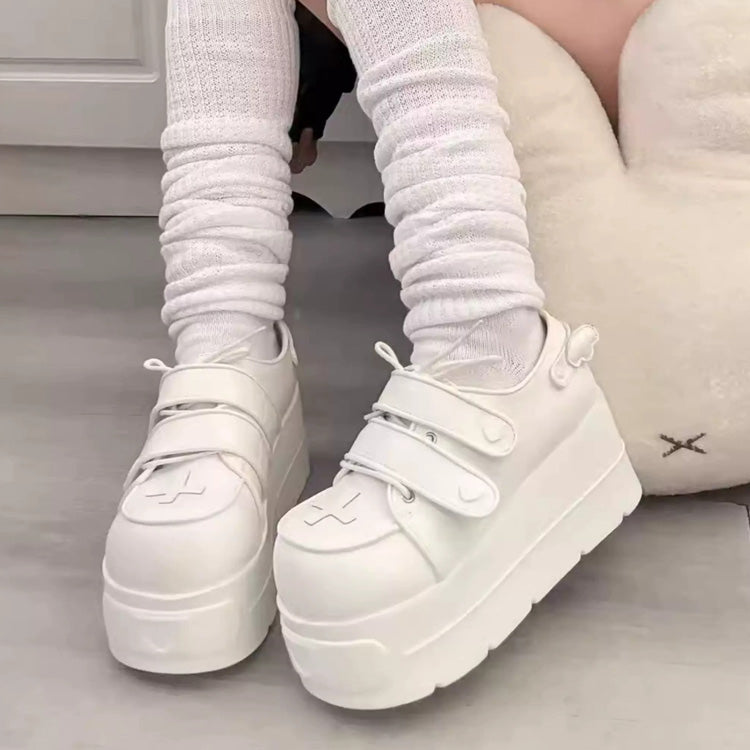 Sweet Lolita Platform Shoes with Heart Design and Double Straps - Three Colors