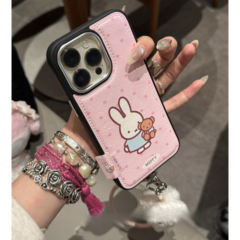 Pink Leather Love Bunny Phone Case KI705