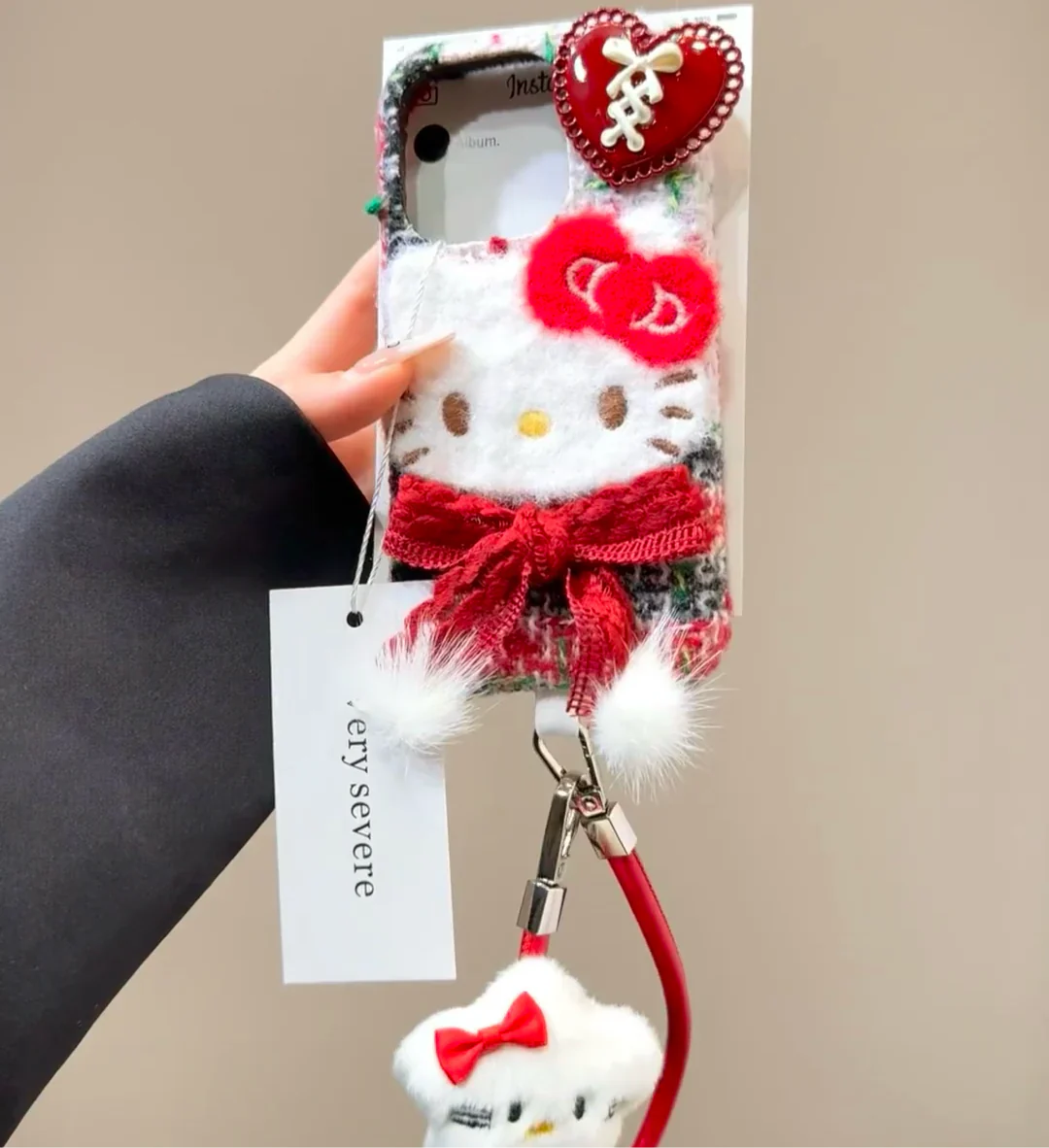 Kitty Fuzzy Phone Case With Charm