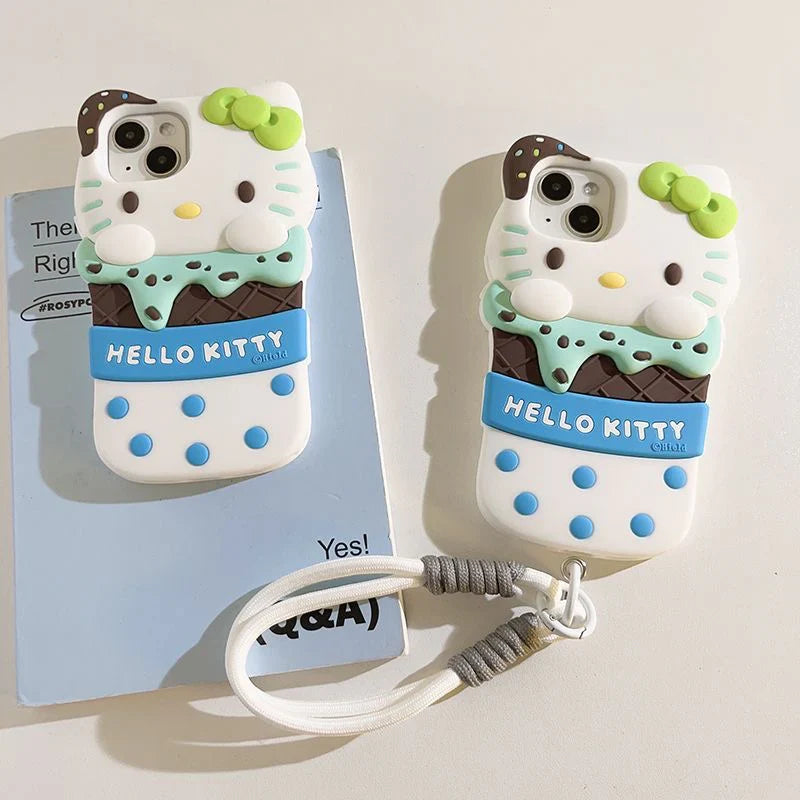 Kitty Ice Cream Phone Case with Phone Charm