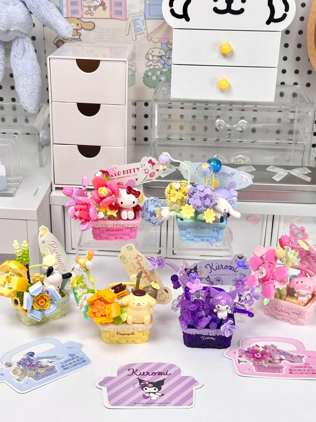 Flower basket building blocks blind box