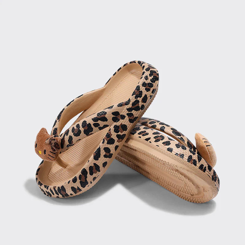 Kitty Leopard Chunky Thongs