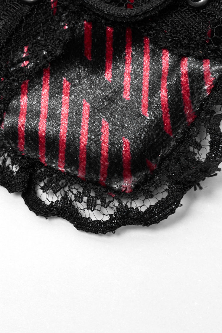 Crimson & Noir Metal Skull Embellished Lace Heart Gothic Eye Mask