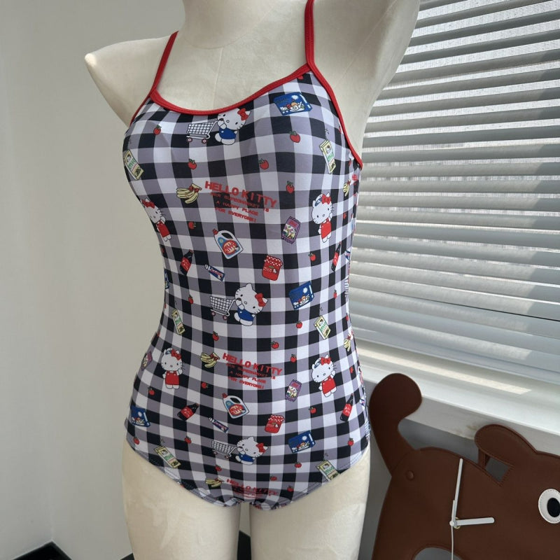 Cute Kitty Plaid Swimsuit KI614