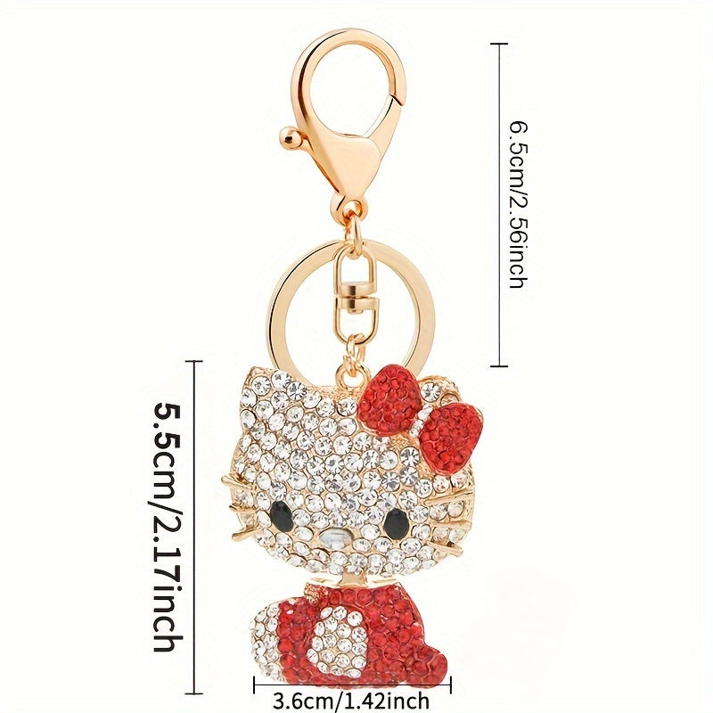 Cartoon Crystal-encrusted Alloy Kitty Keychain
