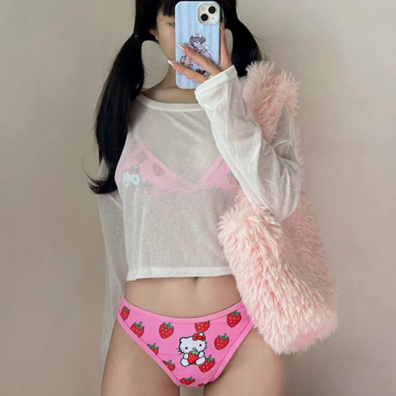 Strawberries Kitty Bikini Swimsuit KI452
