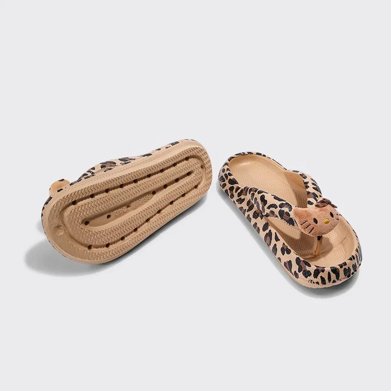 Kitty Leopard Chunky Thongs