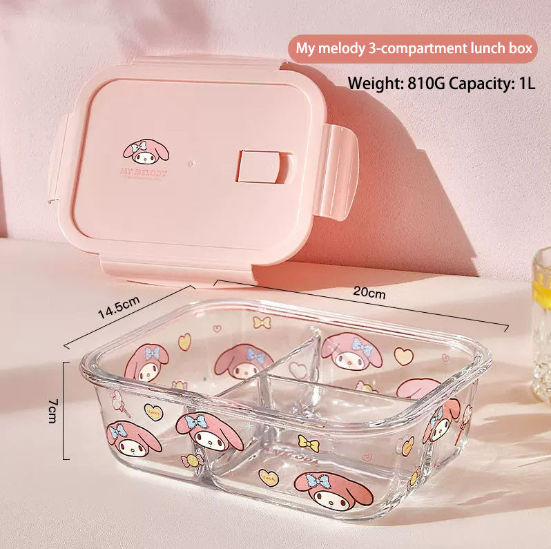 Süße Lunchbox aus transparentem Glas