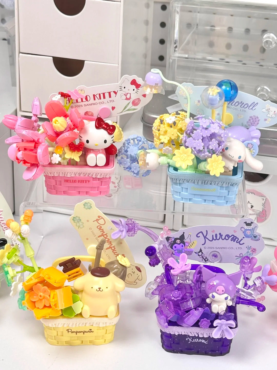Flower basket building blocks blind box