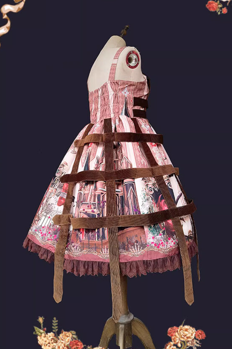 Punk Lolita JSK Dress with Church Print and Ruffles - Midnight Magic - Triple Hue