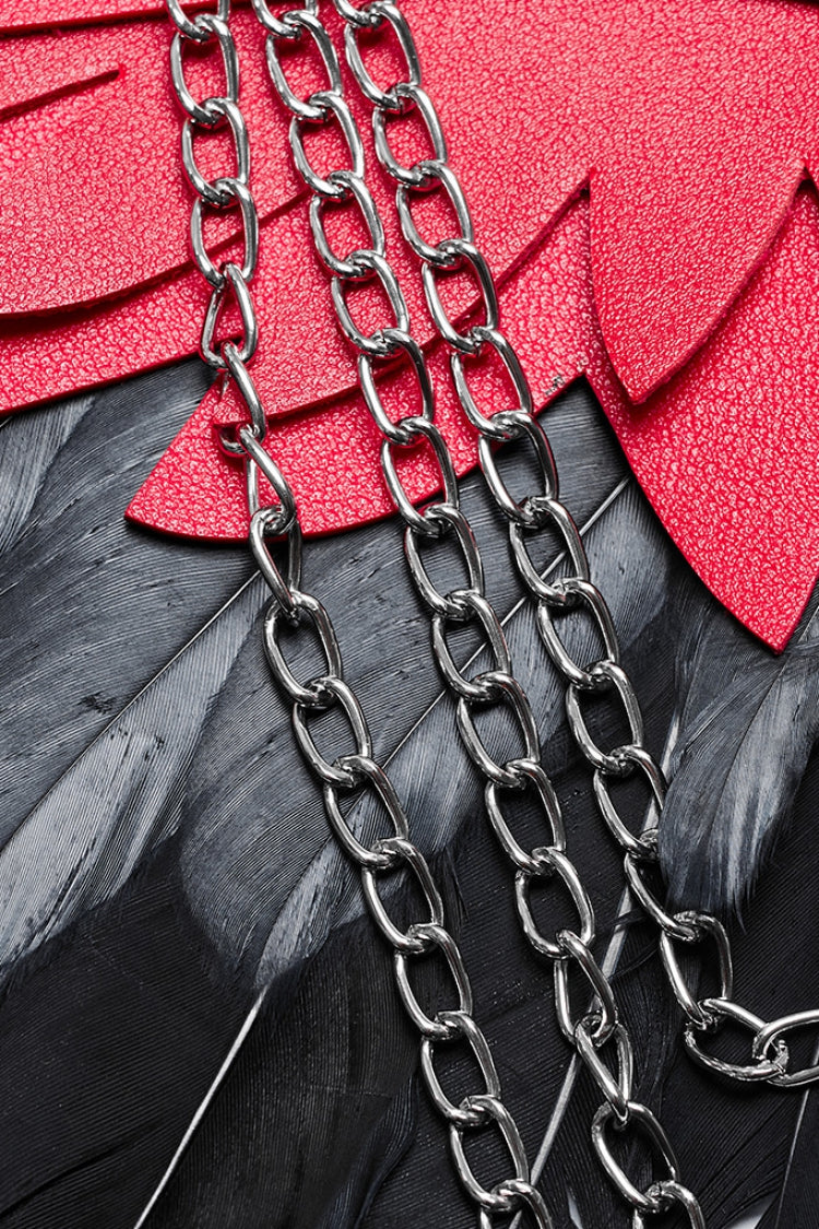 Women's Steampunk Feather Wing Harness with Artificial Leather Stitching in 2 Colors