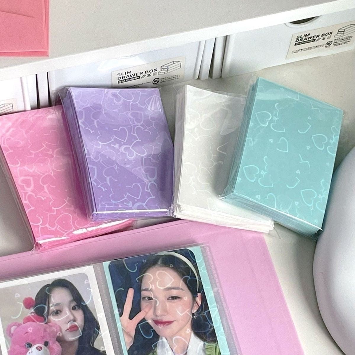 Heart Photocard Kpop Sleeves Laser 50Pcs/Pack Glitter