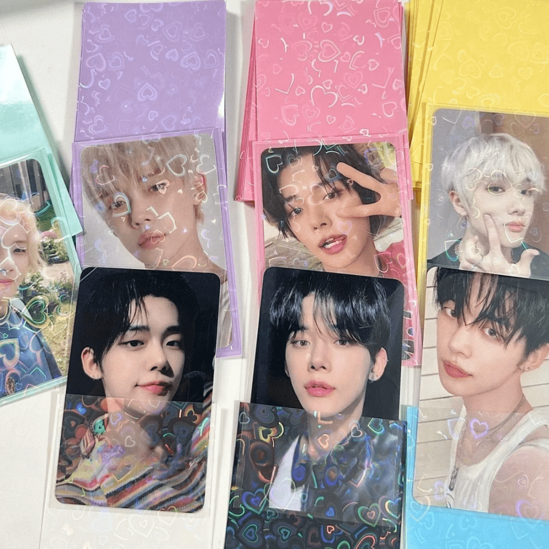 Heart Photocard Kpop Sleeves Laser 50Pcs/Pack Glitter