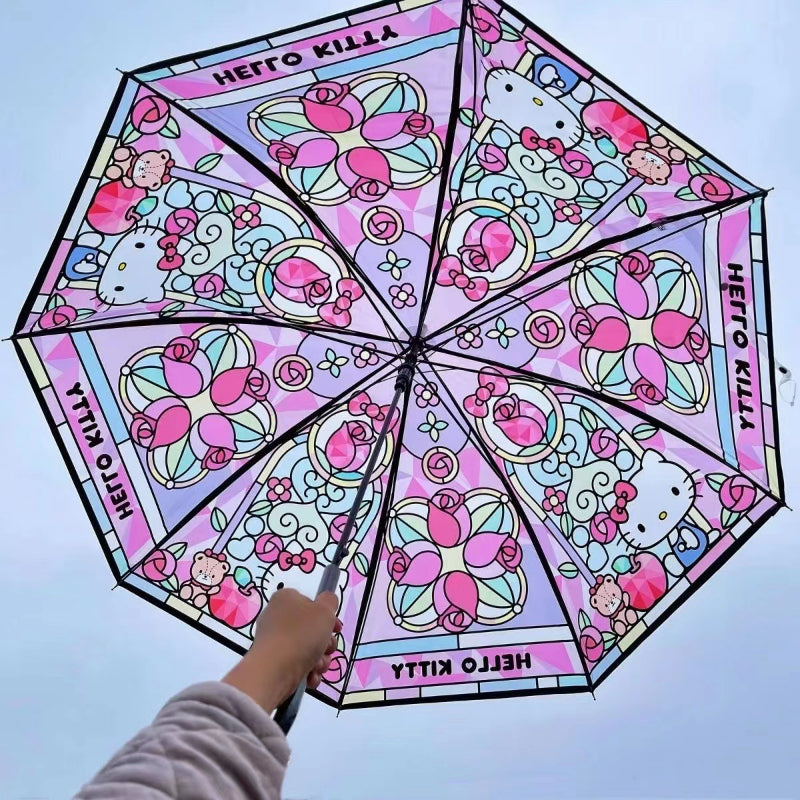 Cartoon Colorful Painted Transparent Umbrella - Lovesickdoe