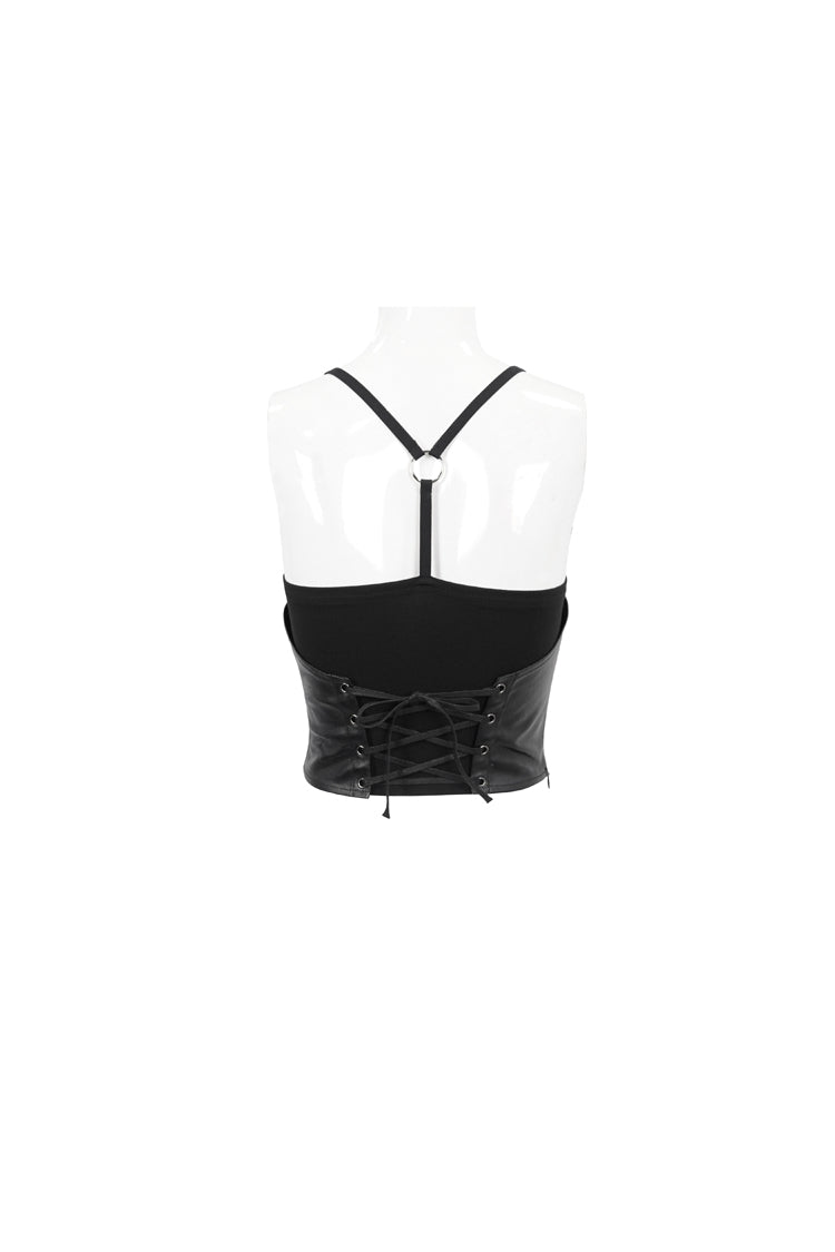 Punk Bandeau Camisole with Adjustable Strings in Black Knit