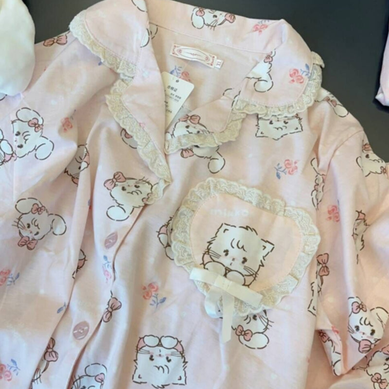 Pink Miko Kitty Pajamas Suit KI478