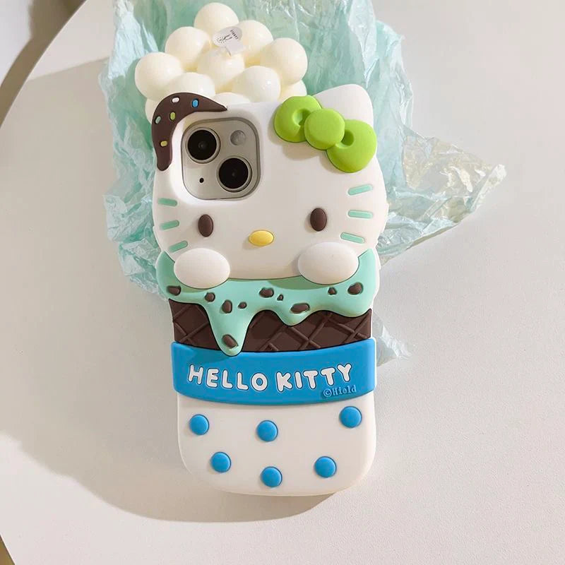 Kitty Ice Cream Phone Case with Phone Charm
