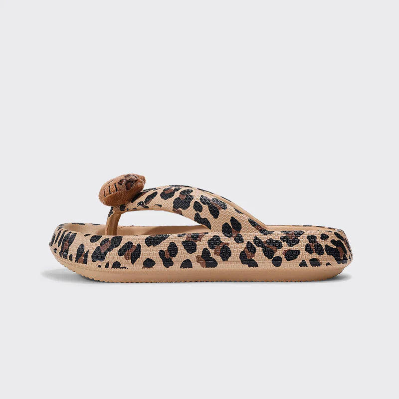 Kitty Leopard Chunky Thongs