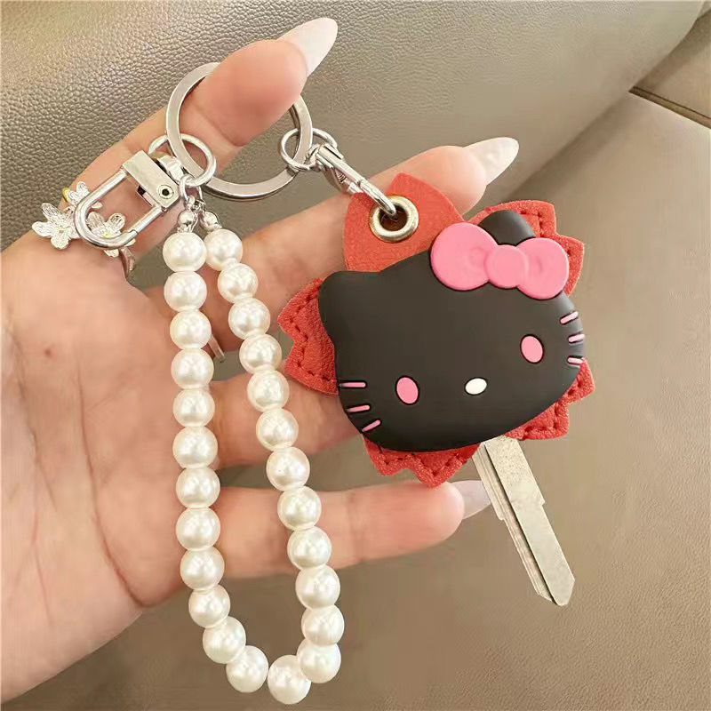 Cartoon Kitty Floral Key Card Cover