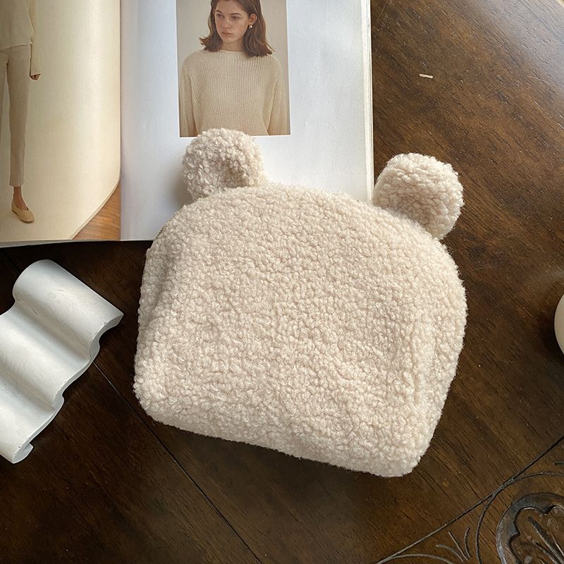 Cute Bear Plush Embroidery Makeup Bag