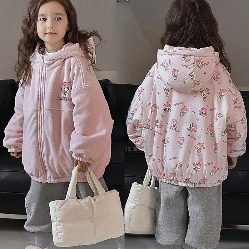Veste polaire à capuche pour enfants Melo Double Side Wear KI603