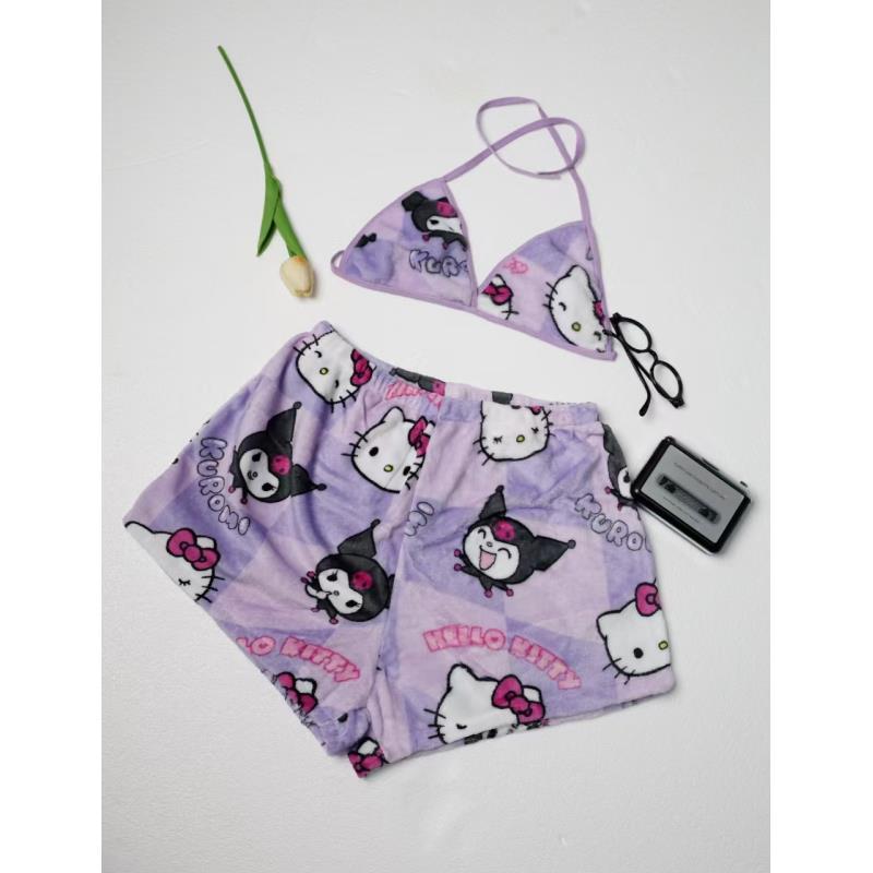 Cartoon Casual Plush Pajamas Set