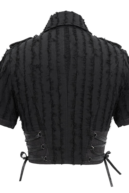 Tattered Short Sleeve Punk Blouse