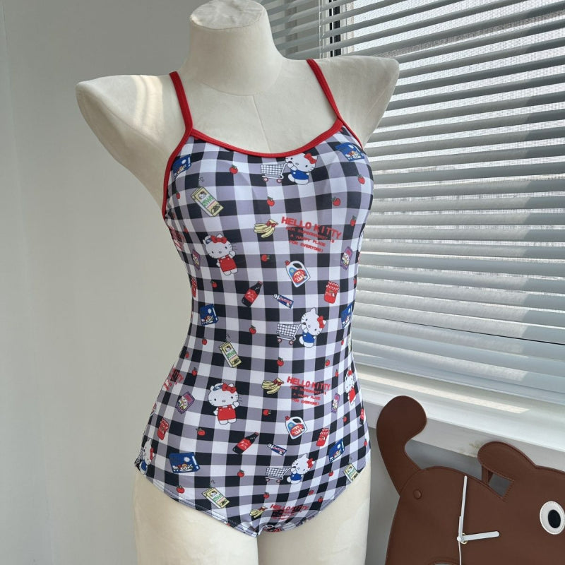 Cute Kitty Plaid Swimsuit KI614
