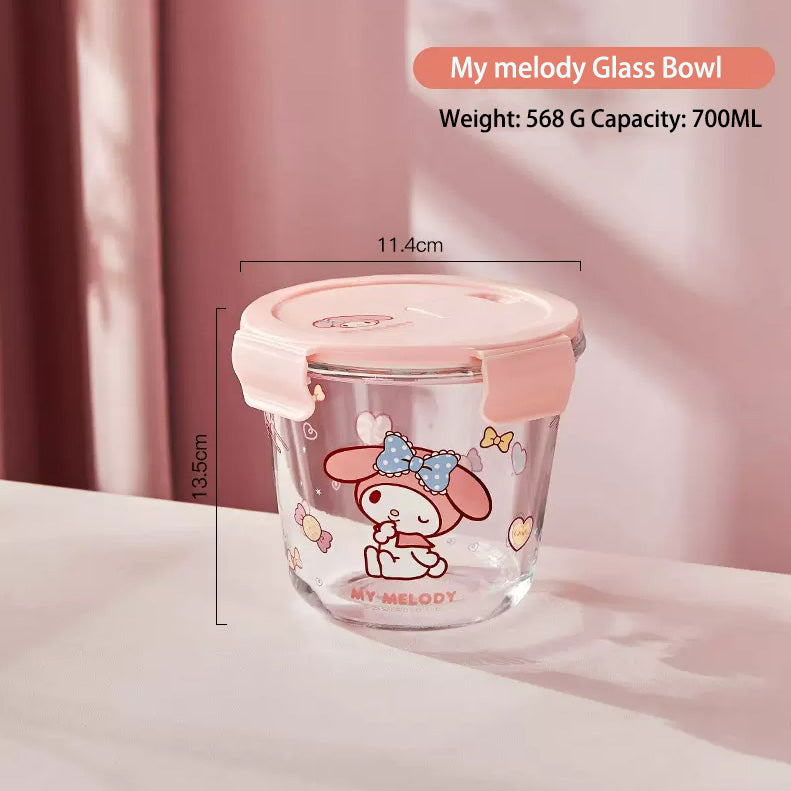 Süße Lunchbox aus transparentem Glas