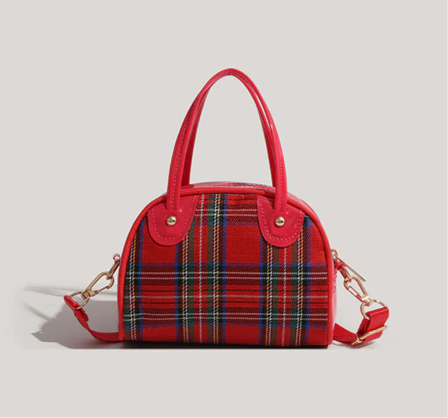Kitty Classic Plaid Retro Shell Bag