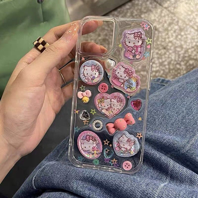 Pink Cute Kitty Quicksand iPhone Case