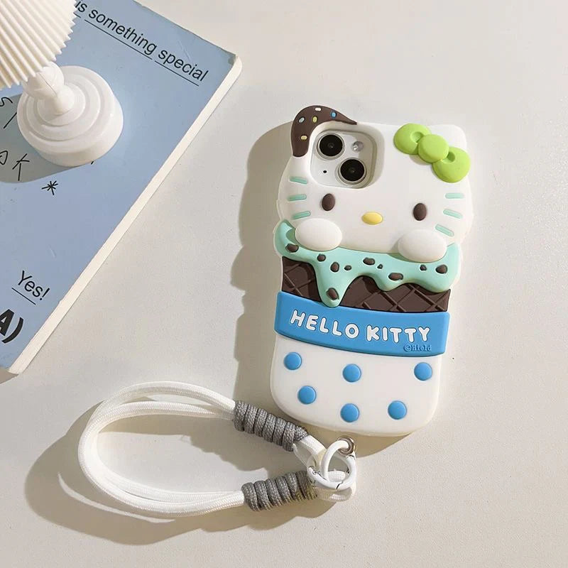 Kitty Ice Cream Phone Case with Phone Charm