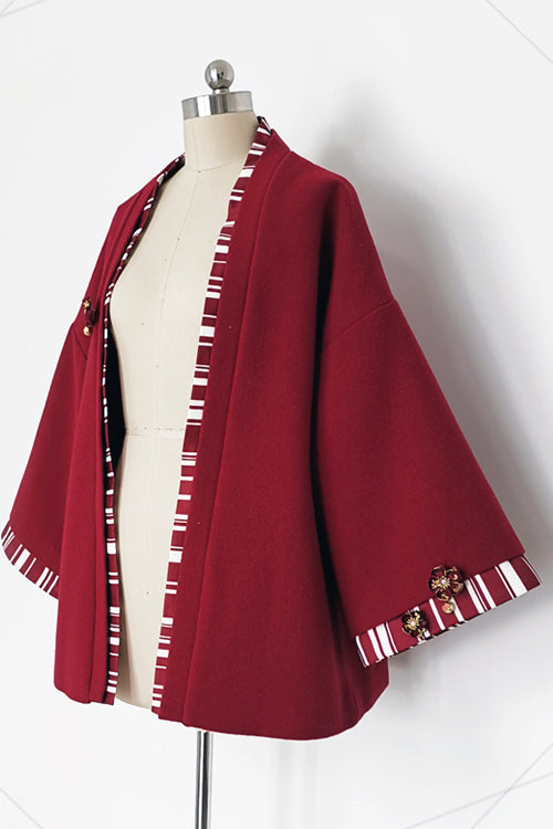 Crimson Lily Rabbit Wide-Sleeve Ouji Coat