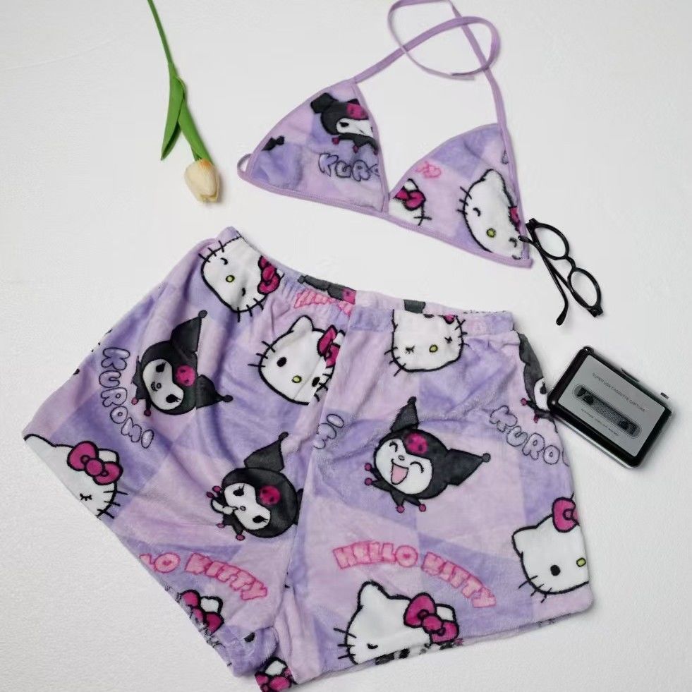 Cartoon Casual Plush Pajamas Set