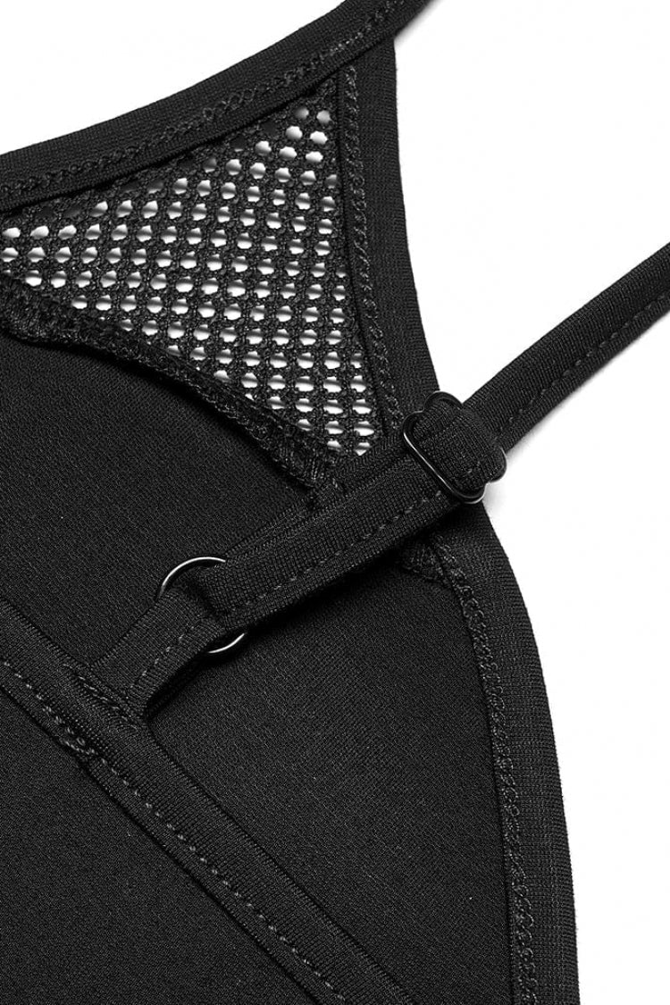 Slim Punk Vest with Metal Heart Buckle Strap