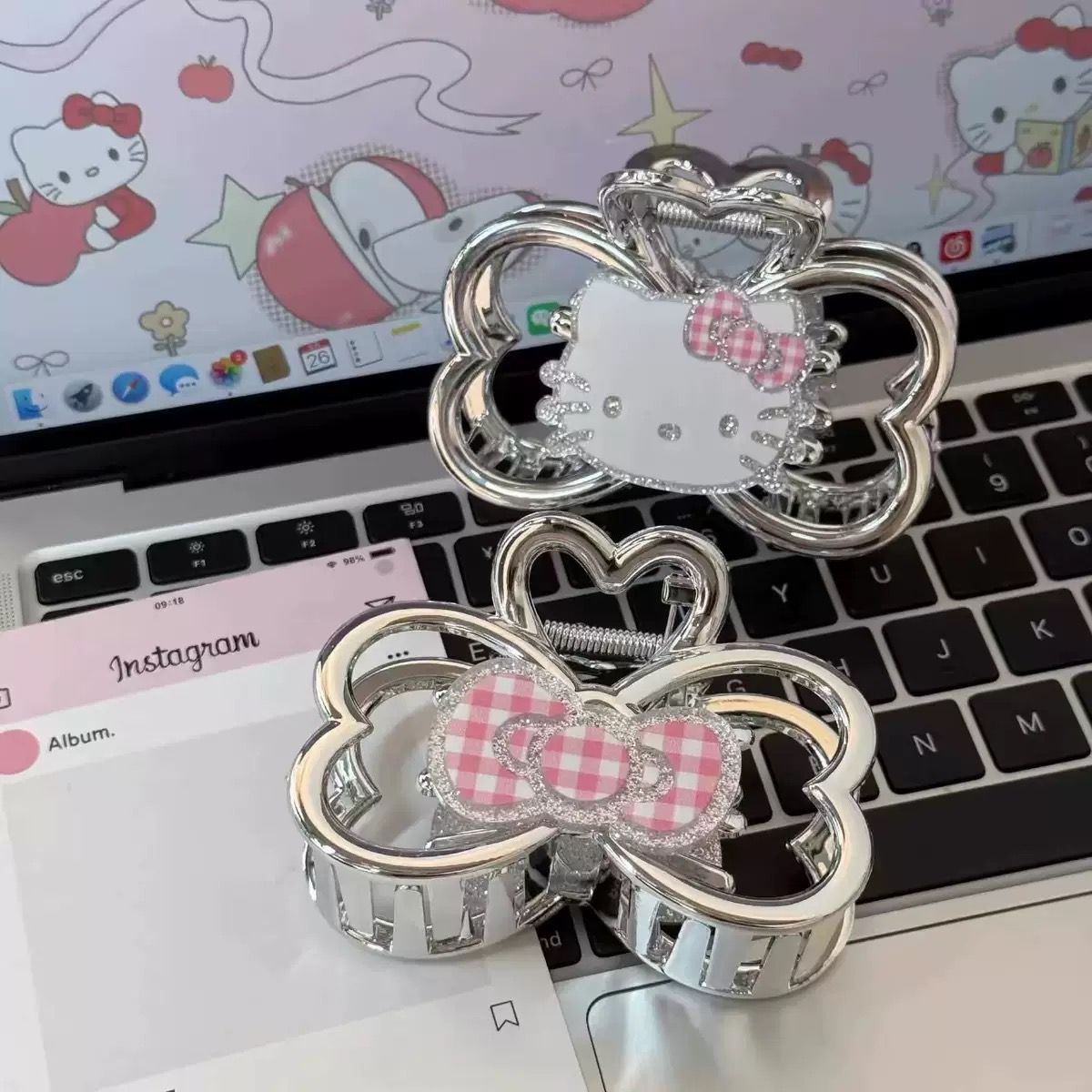 Cute Sweet Silver Kitty Grab Clip
