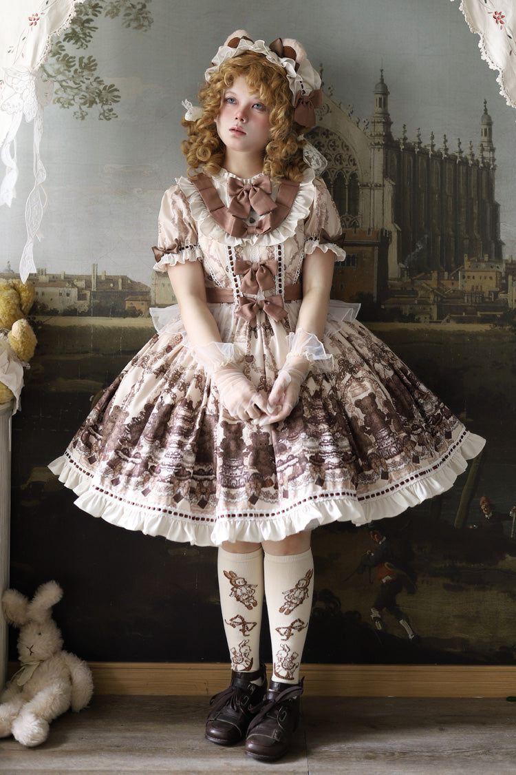 Daily Sweet Lolita Dress with Round Collar and Short Sleeves