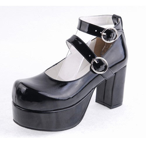 Lolita Platform Shoes with Cross Straps and Round Toe