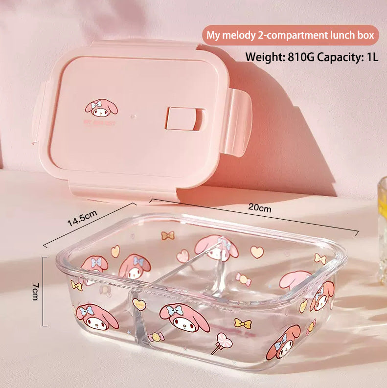 Süße Lunchbox aus transparentem Glas
