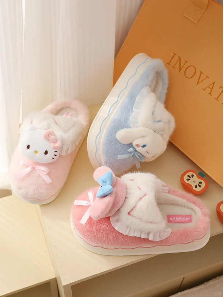 Kawaii Plush Fluffy Slippers House Slippers