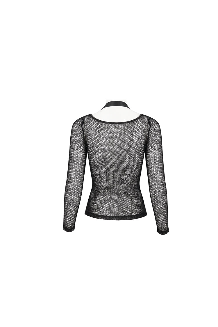 Asymmetric Wrap Punk Tee with Shoulder Loop for Women - Noir